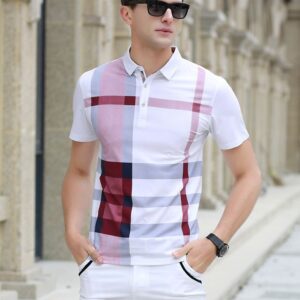 New Plaid 2019 summer polo shirt