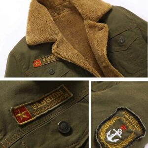 Winter Denim military jacket fur collar - Image 4