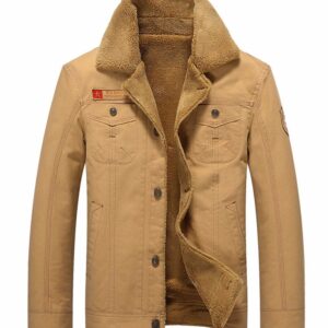 Winter Denim military jacket fur collar