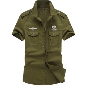 Men military helicopter casual shirt