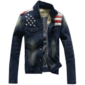 USA striped denim Jeans Jacket slim fit
