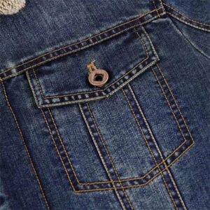 Denim bomber jacket fur collar 2022 - Image 6