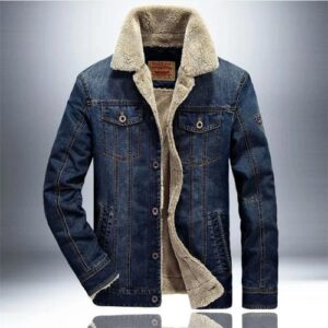 Denim bomber jacket fur collar 2022