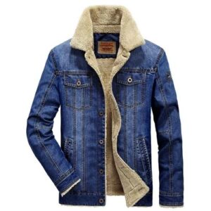 Denim bomber jacket fur collar 2022 - Image 3